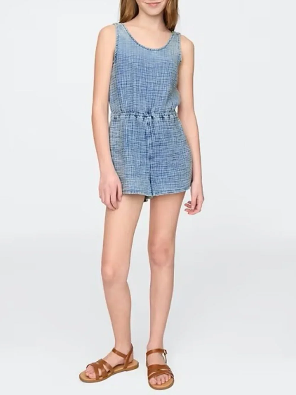 NWT Kids GAP Crinkle Gauze Denim Romper (Blue) XXL 14/16